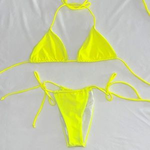 Neon yellow triangle bikini